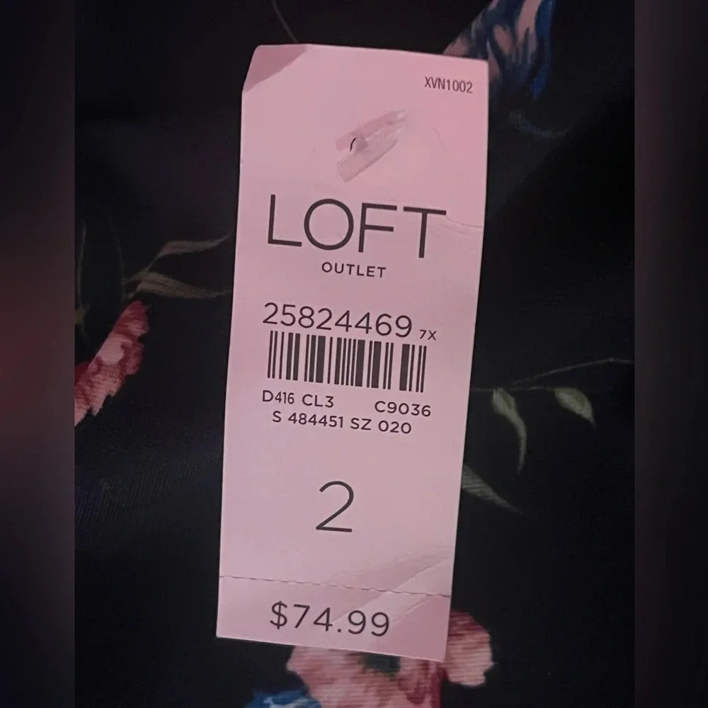 NWT Loft Outlet Floral Business Pleated waist Midi short Sleeve Office Size 2 - Picture 12 of 14